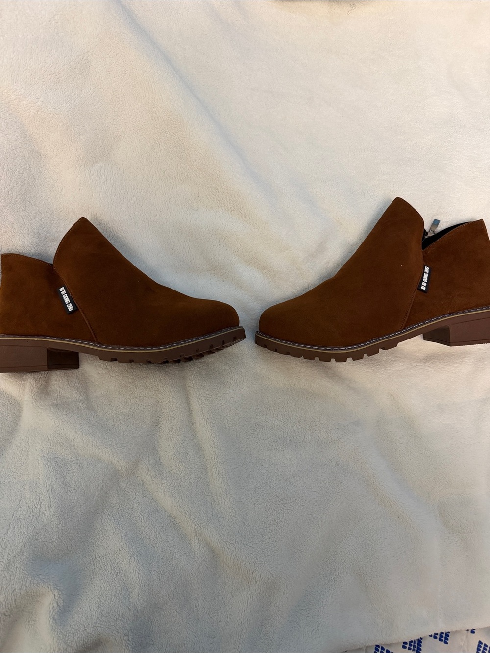 Suede Slip-On Ankle Loafers - Brown